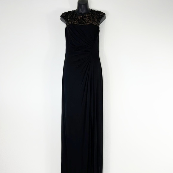 Tadashi Collection Beaded Long Maxi Formal Black Dress - Picture 16 of 16